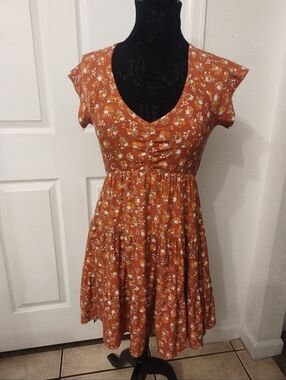 No Boundaries Terracotta Floral Midi Dress